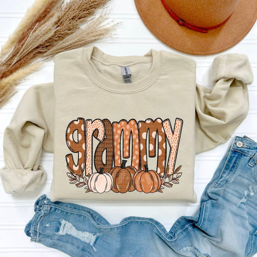 Fall Grammy Pumpkins Sweatshirt - Taupe