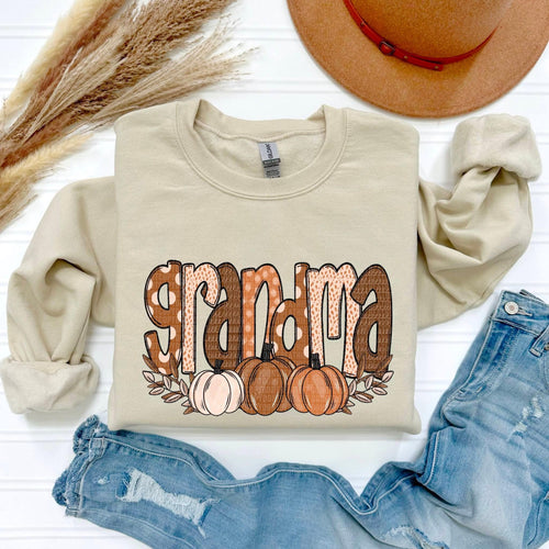 Fall Grandma Pumpkins Sweatshirt - Taupe