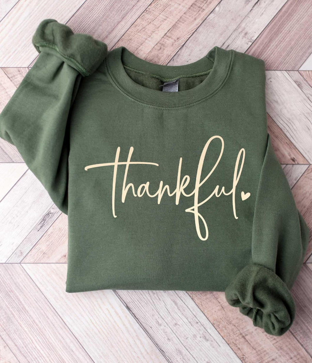 Thankful Heart Sweatshirt - Military Green