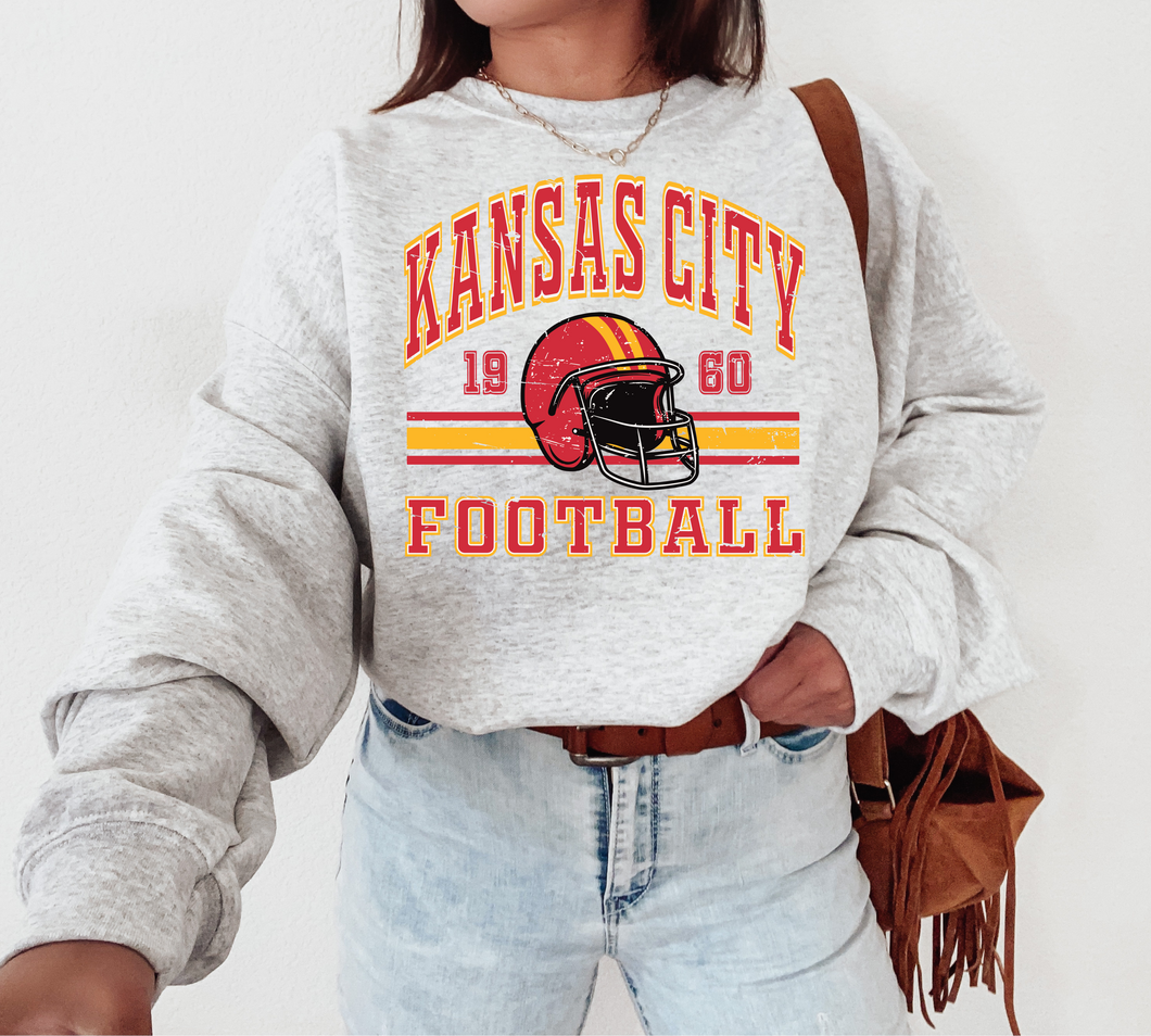 Kansas City Football Sweatshirt - Ash Gray