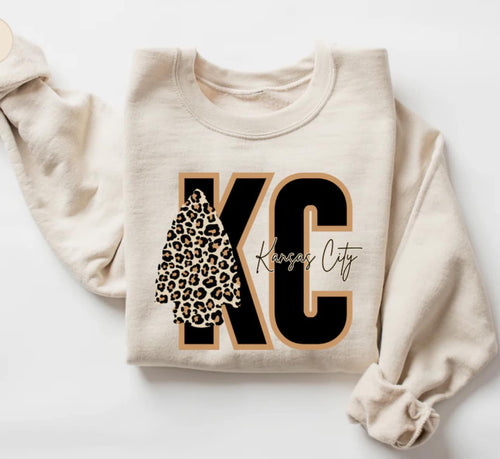 Neutral Black and Gold Kansas City Football Sweatshirt - Sand