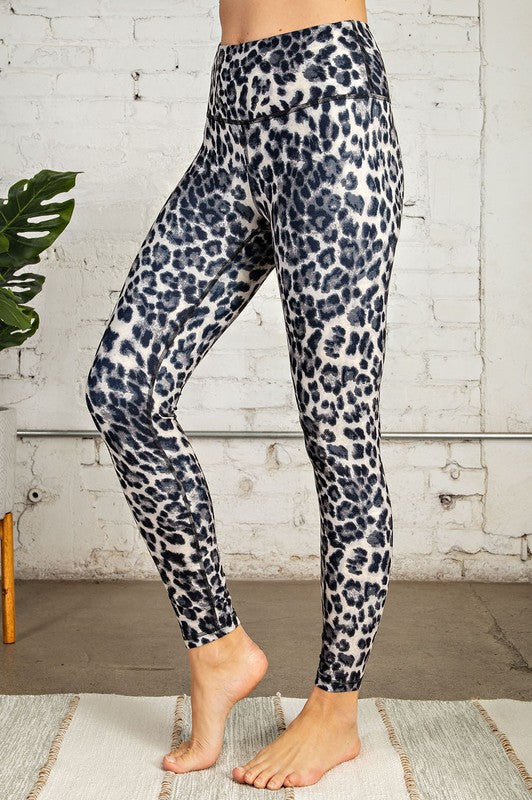 Leopard Print Leggings - Gray