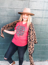 Leopard Holly Jolly V-Neck Graphic Tee