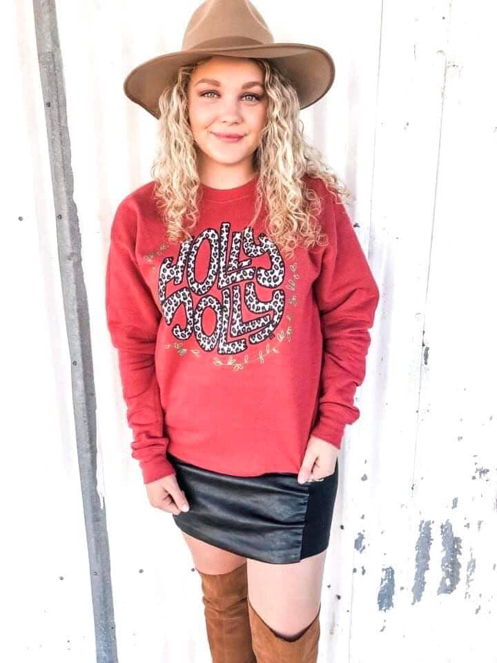 Leopard Holly Jolly Sweatshirt