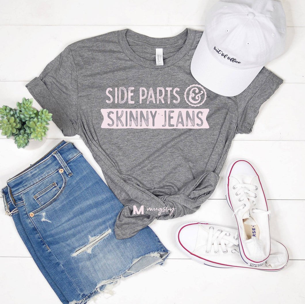 Side Parts and Skinny Jeans Graphic Tee