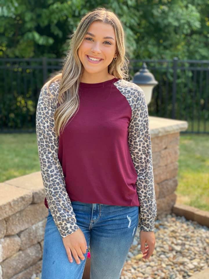 Casual Days Leopard Sleeve Top