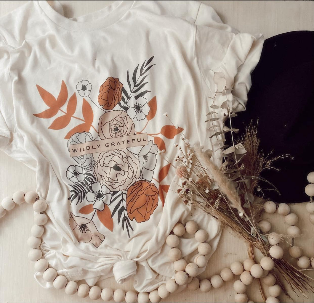 Wildly Grateful Boho Graphic Tee - Restocked!!!