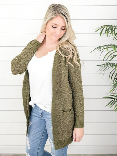 Popcorn Cardigan - Olive