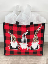 Buffalo Plaid and Leopard Gnome Reusable Tote Bag