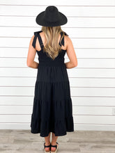 Tiered Black Midi Dress