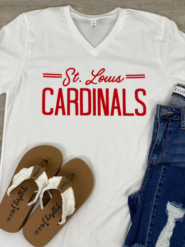 St. Louis Cardinals White VNeck Tee