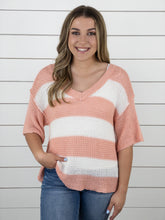 Springtime Striped Sweater - Peach