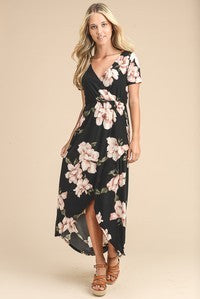 Black Vintage Floral Wrap Dress--Restocked!!