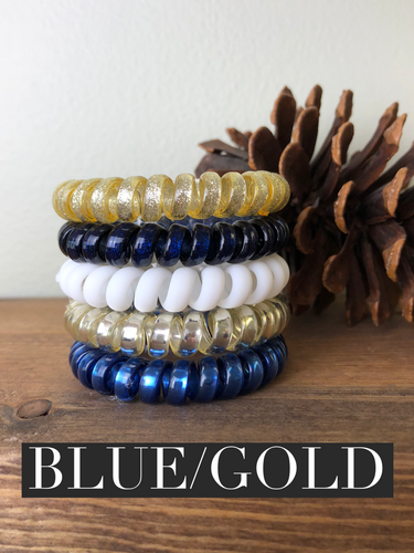 Blue/Gold Hair Tie Bundle