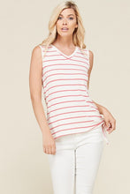 Coral Striped Sleeveless Side Tie Top