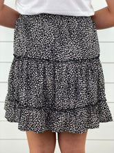 Black Leopard Print Tiered Ruffle Skirt