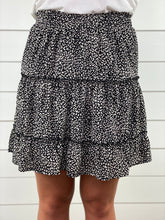 Black Leopard Print Tiered Ruffle Skirt