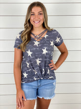 Star Print Strappy Short Sleeve Top