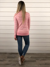 Pink Striped Snap Button Cardigan