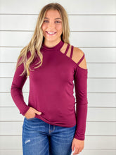 Date Night Strappy One Shoulder Top - Burgundy