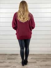 Long Cowl Neck Sweater - Burgundy