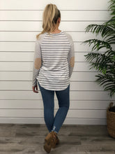 Gray Striped Elbow Patch