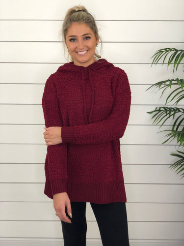 Burgundy Popcorn Tunic Hoodie