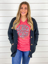 Leopard Holly Jolly V-Neck Graphic Tee