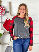 Polka Dots & Plaid Elbow Patch Top - Restocked!!