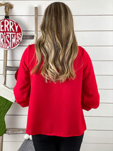 Chic Holiday Blouse - Red - Restocked!!