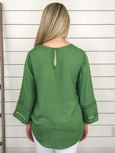 Here to Paddy 3/4 Bell Crochet Sleeve Top