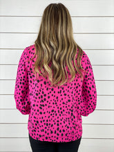Dalmatian Print Crepe Blouse - Hot Pink