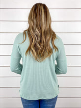Mint 3/4 Sleeve Top with Leopard Pocket