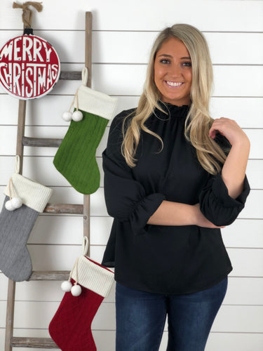 Chic Holiday Blouse - Black - Restocked!!
