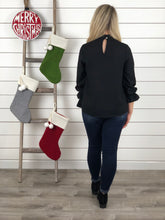 Chic Holiday Blouse - Black - Restocked!!
