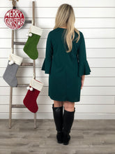 Happy Holidays Party Dress - Hunter Green