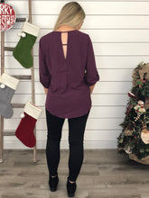 Plum Rolled Sleeve Blouse