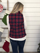 Navy/Red Cotton Mock Neck Flannel Vest
