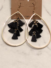 Black Gold Tassel Earrings