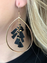 Black Gold Tassel Earrings