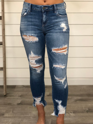 Distressed Out Jeans in Light Wash