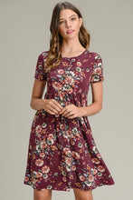 Plum Floral Short Sleeve Dress