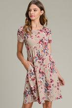 Taupe Floral Short Sleeve Dress
