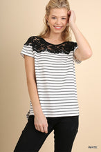 Lace & Stripes Short Sleeve Top