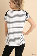 Lace & Stripes Short Sleeve Top