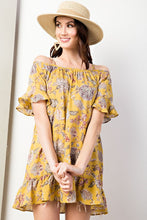 Floral Cold Shoulder Tunic with Ruffle Sleeve