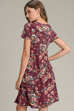 Plum Floral Short Sleeve Dress