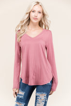 Long Sleeve Solid Vneck Tunic Top