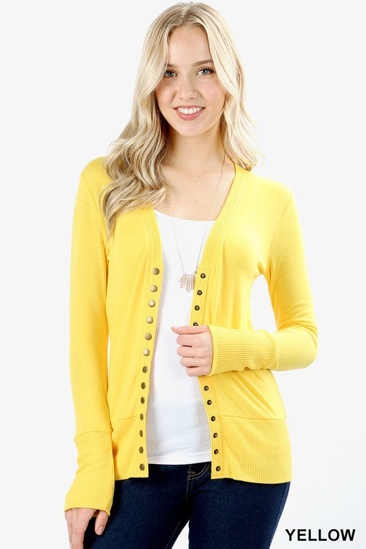 Yellow Snap Button Cardigan